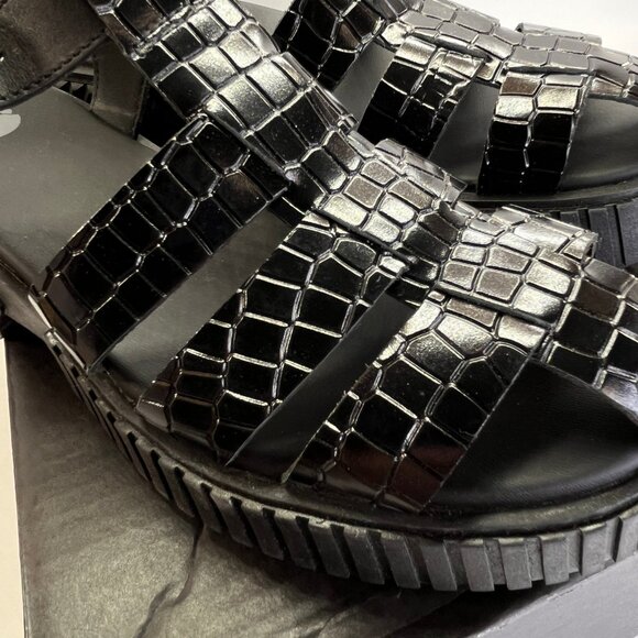 Sorel Ona Streetworks Fisherman Mid Sandal Size 9 Black Leather Platform Chunky - Picture 11 of 15